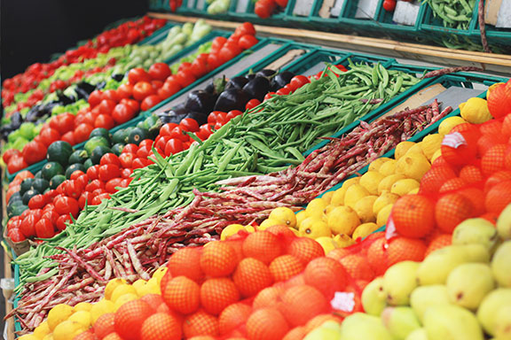 produce section of a grocery store