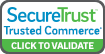 green and blue badge from SecureTrust as a Trusted Commerce site for Valley Pest Solutions